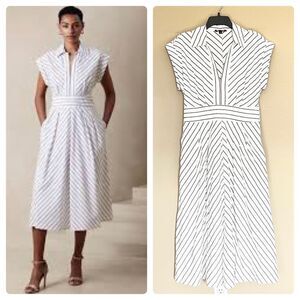 Banana Republic Band-Waist Poplin Midi Dress